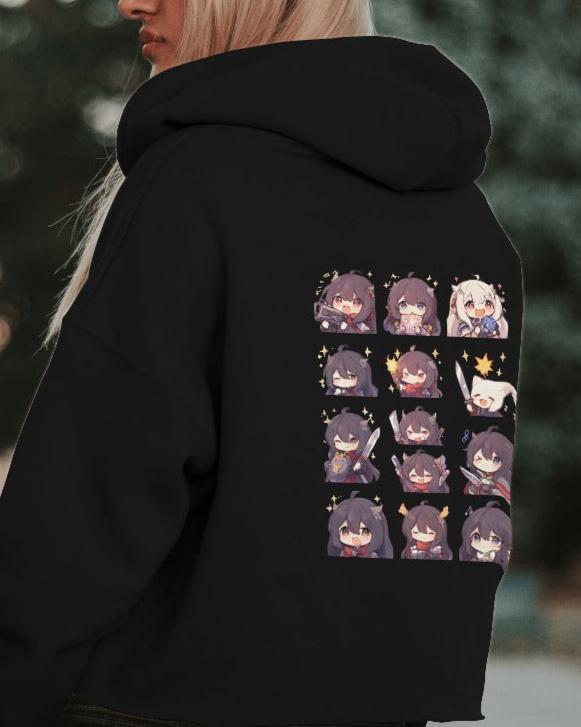 Cool Anime Girl Moods, Women's Crop Hoodie