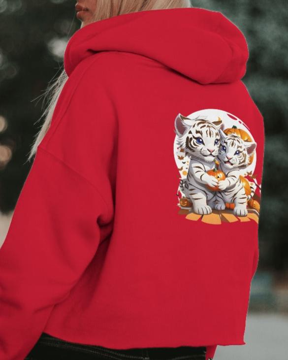 Feral Fire, Women's Crop Hoodie