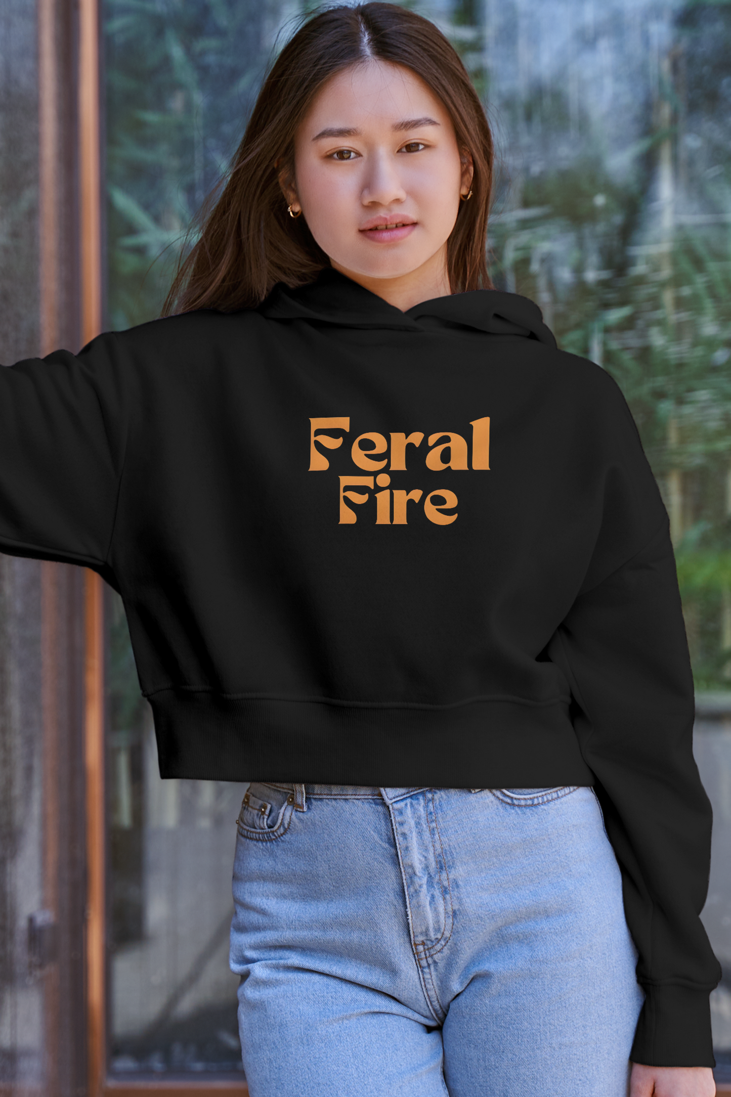 Feral Fire, Women's Crop Hoodie