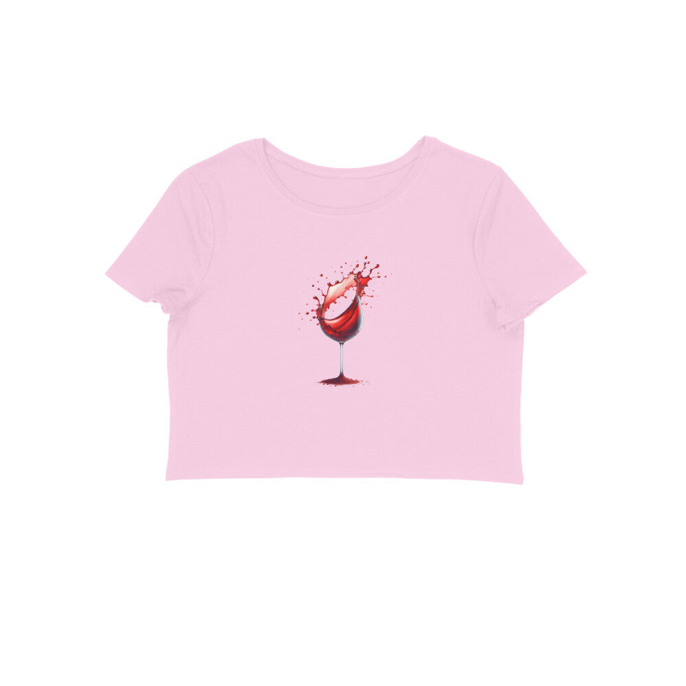 Wine Glass, Women's Crop Top