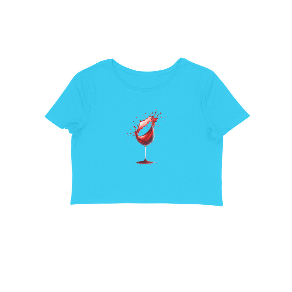 Wine Glass, Women's Crop Top