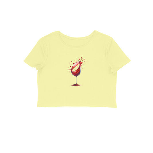 Wine Glass, Women's Crop Top