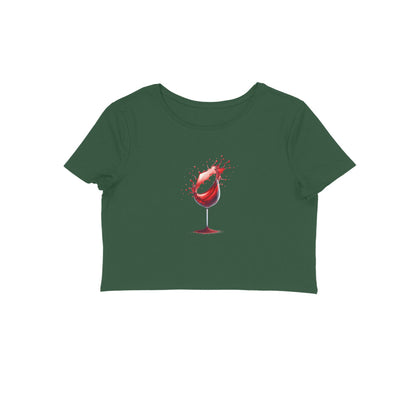 Wine Glass, Women's Crop Top