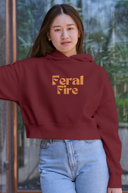 Feral Fire, Women's Crop Hoodie