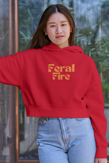 Feral Fire, Women's Crop Hoodie